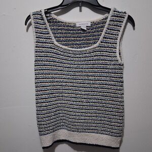 Liz Claiborne Womens Blue Striped Boucle Knit Sweater Tank Top Size M